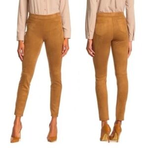 Max Studio Faux Suede Skinny Pants small tan beige